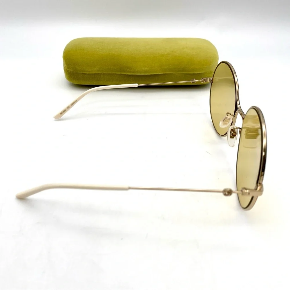 Gucci Round Blue and Red Metal Sunglasses with Yellow Lenses